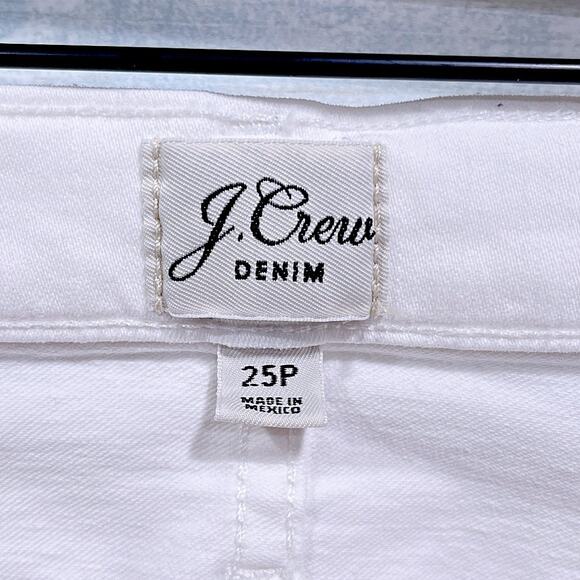 J CREW 9" Mid Rise Demi Boot Crop Jeans White Stretch Womens 25P 25 Petite - Picture 6 of 9